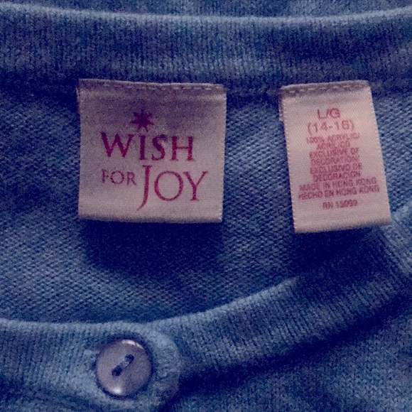 Wish For Joy Sky Candy Canes Blue Holiday Button Down Cardigan Sweater Large - Picture 6 of 7